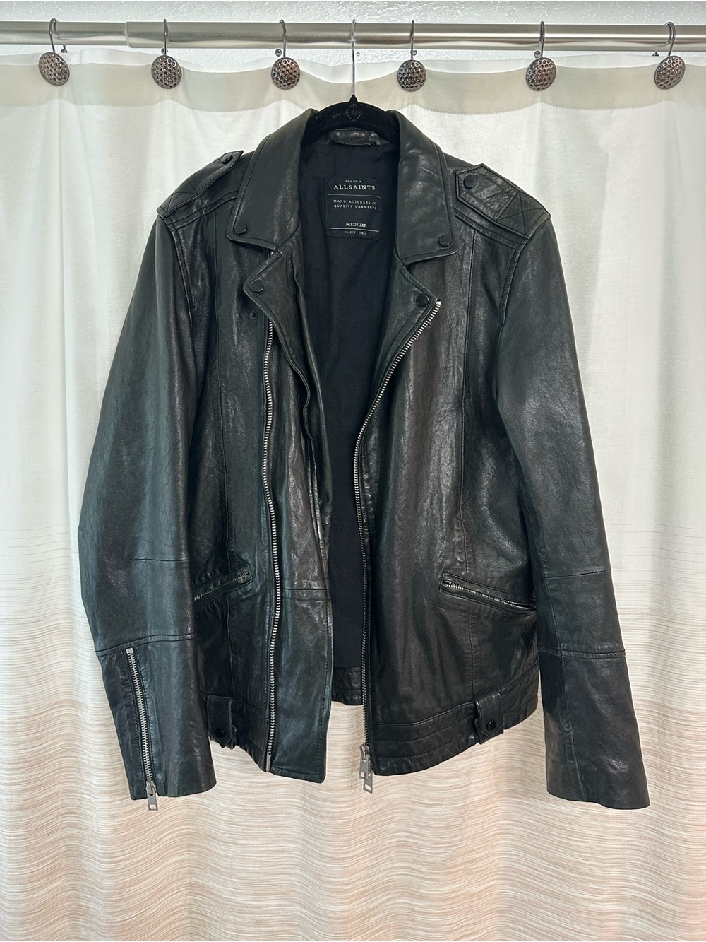 AllSaints Black Leather Biker Jacket